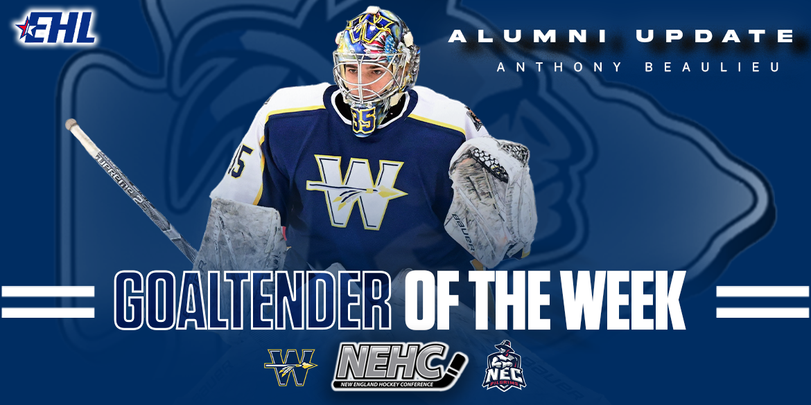 ALUMNI: Beaulieu Shines in Debut, Named NEHC Goaltender of the Week